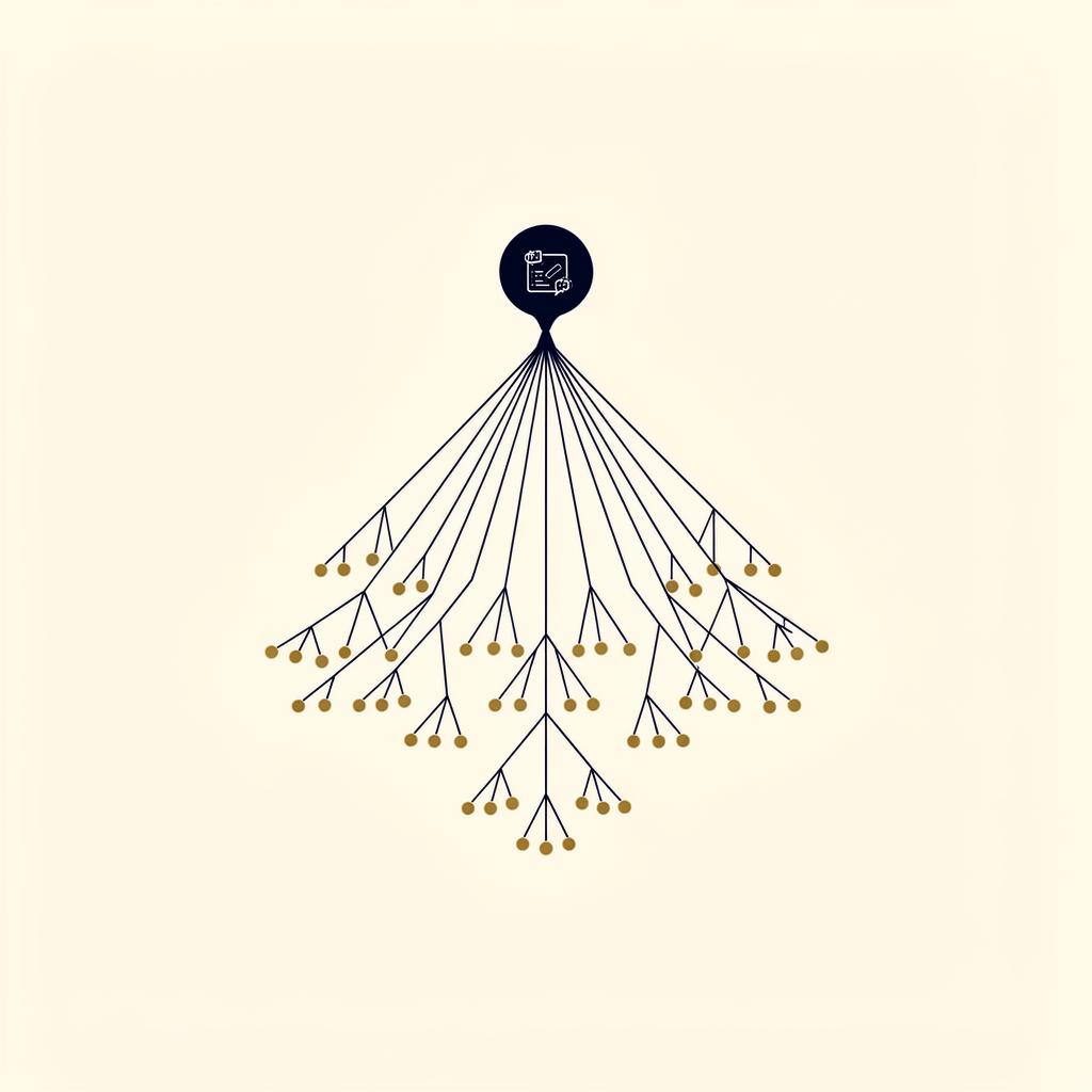 Diagram of a single prompt fanning out into dozens of sub-queries across an AI search engine.